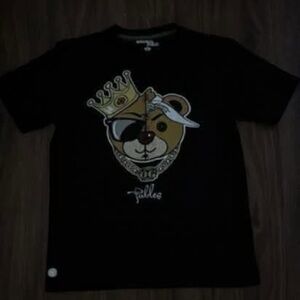 Black Graphic Bear Tee for Kids - Casual Short Sleeve Top